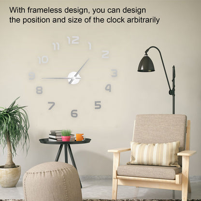 Acrylic Mirror Wall Clock Silent Frameless DIY Self Adhesive Wall Clock for Office Home V1294-YM0523-3115210179411