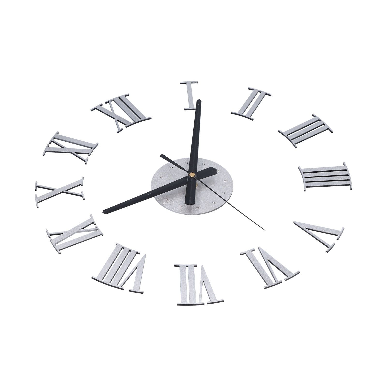 Roman Numerals Design Wall Clock Acrylic Mute Frameless DIY Wall Clock for Home Office V1294-YM0523-3115210179711