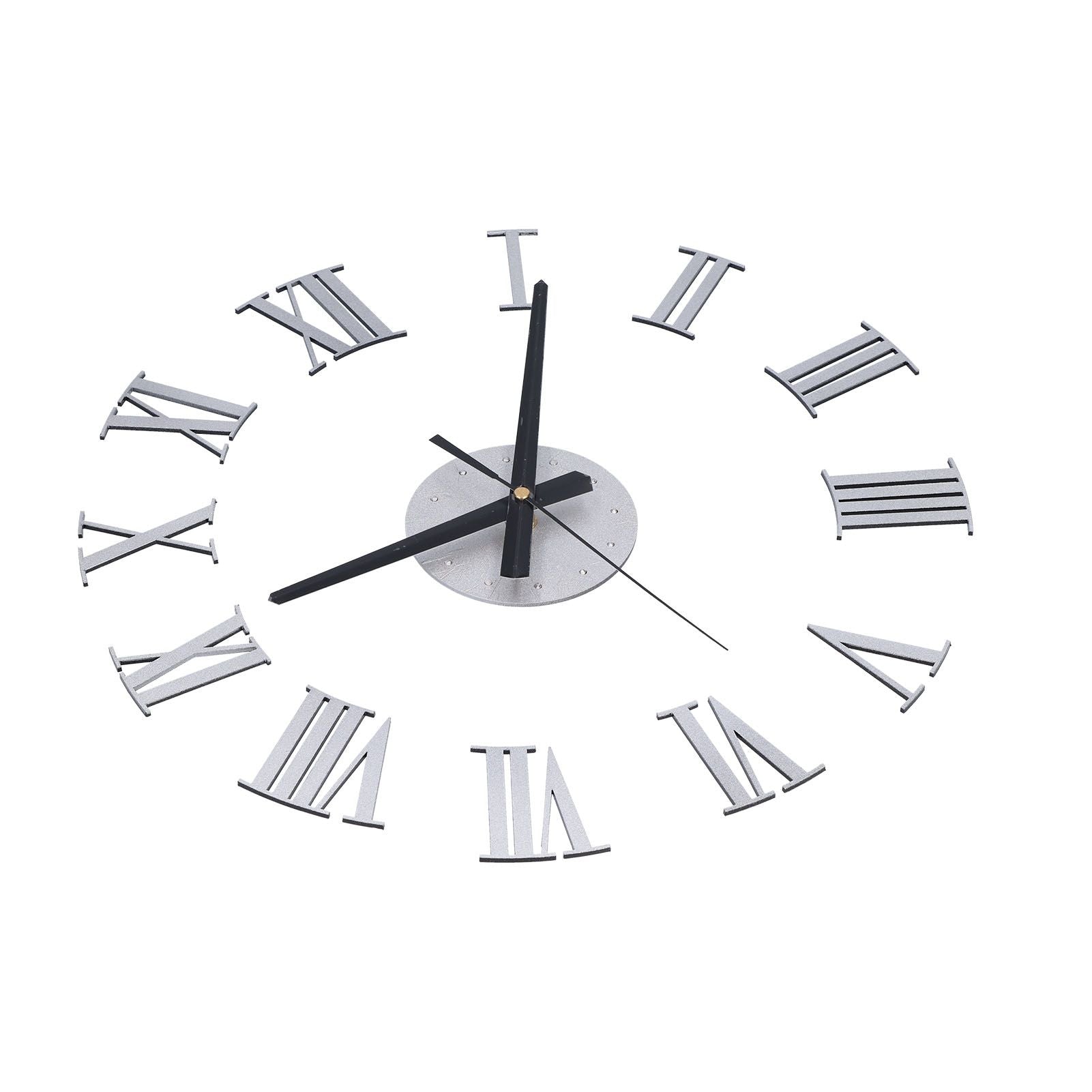 Roman Numerals Design Wall Clock Acrylic Mute Frameless DIY Wall Clock for Home Office V1294-YM0523-3115210179711