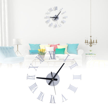 Roman Numerals Design Wall Clock Acrylic Mute Frameless DIY Wall Clock for Home Office V1294-YM0523-3115210179711