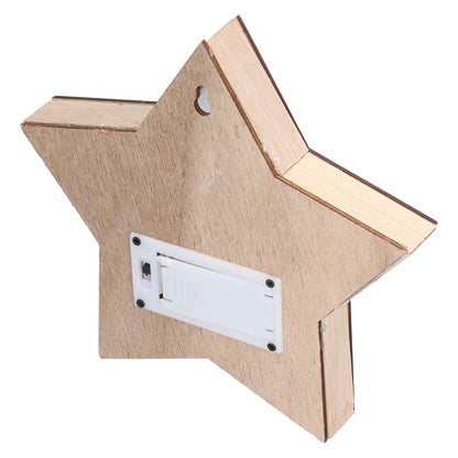 Wooden Star Shaped Ornament Christmas Decoration Ornaments Crafts with LED Light for Dining Table V1294-YM0523-3115210193111