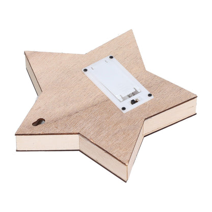 Wooden Star Shaped Ornament Christmas Decoration Ornaments Crafts with LED Light for Dining Table V1294-YM0523-3115210193111