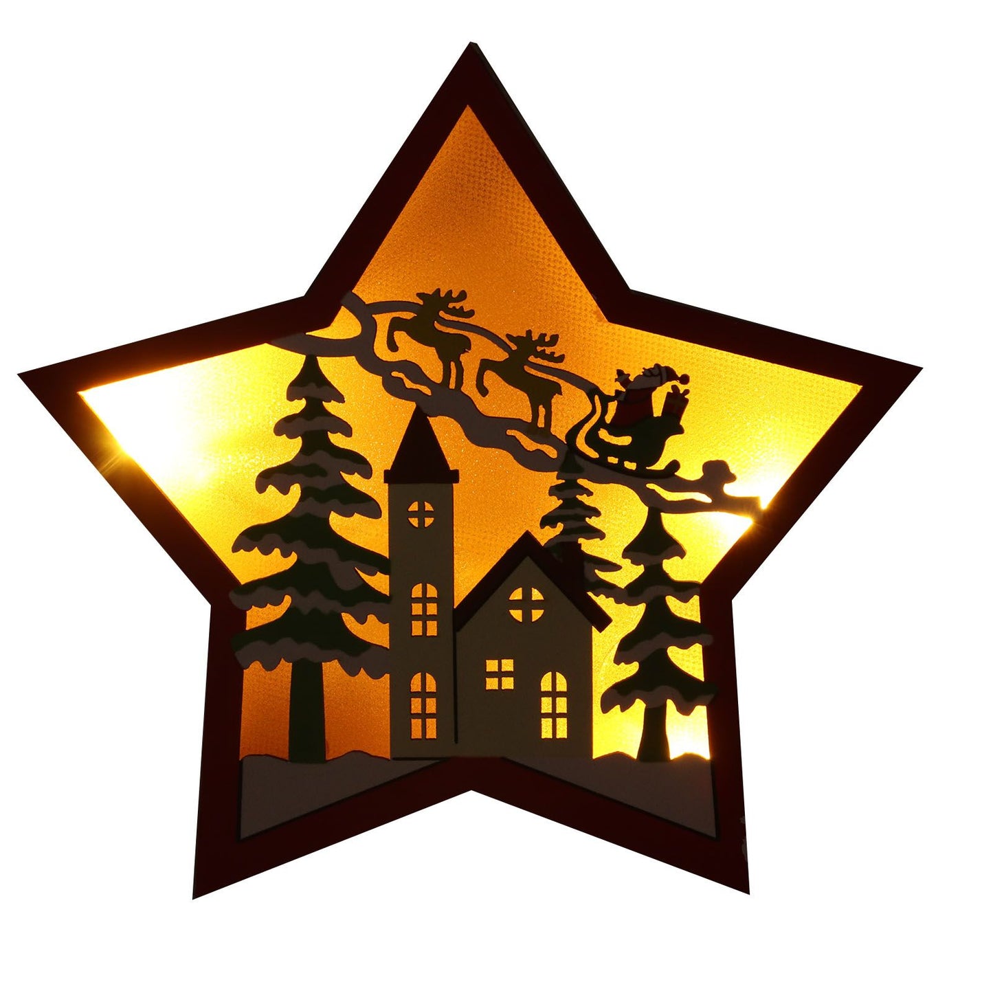 Wooden Star Shaped Ornament Christmas Decoration Ornaments Crafts with LED Light for Dining Table V1294-YM0523-3115210193111