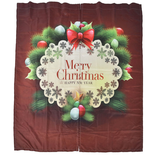 Christmas Curtain Polyester Fiber 3D Digital Printing Merry Christmas Custome Curtain for Outdoor Porch V1294-YM0523-3115210194414