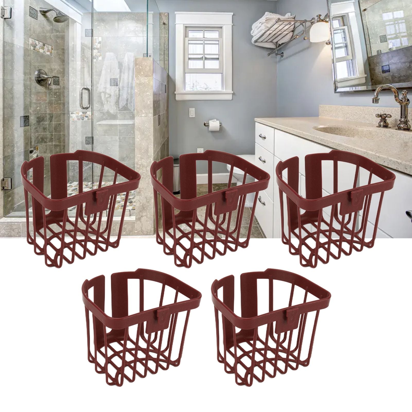 5pcs Hollow Tissue Box Holder Wall Mounted Adhesive Hanging Tissue Roll for Bathroom KitchenBrown V1294-YM0523-3115210196912
