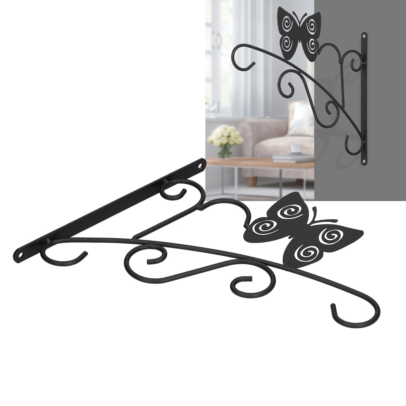 Hanging Plant Bracket Stable and Sturdy Iron Decorative Plant Hanger for Flower Bird Feeder LanternsButterfly V1294-YM0523-3115210198011