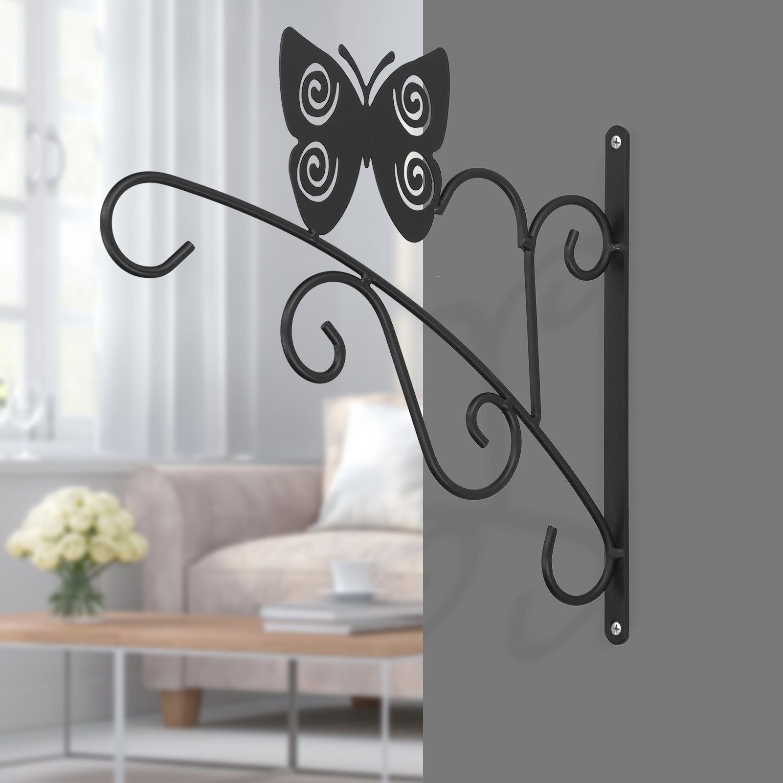 Hanging Plant Bracket Stable and Sturdy Iron Decorative Plant Hanger for Flower Bird Feeder LanternsButterfly V1294-YM0523-3115210198011