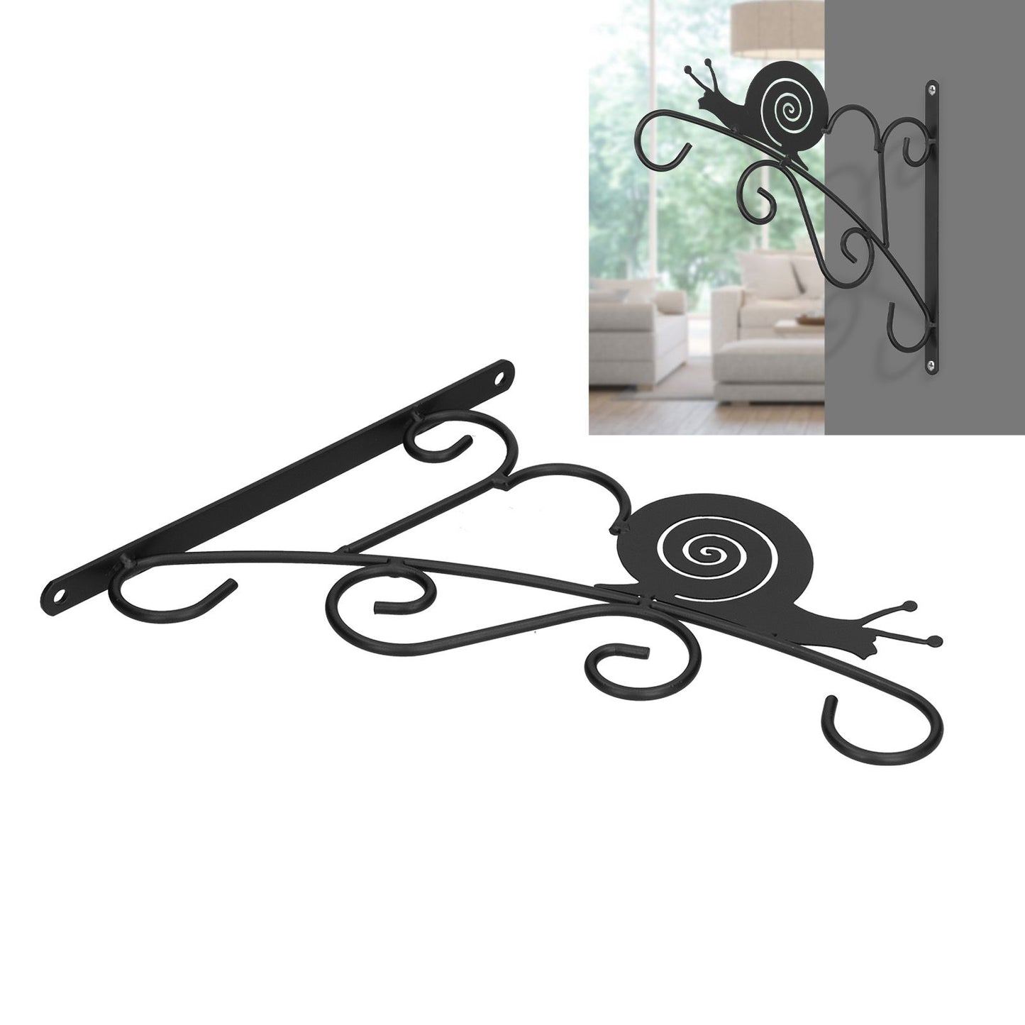 Hanging Plant Bracket Stable and Sturdy Iron Decorative Plant Hanger for Flower Bird Feeder LanternsSnails V1294-YM0523-3115210198013