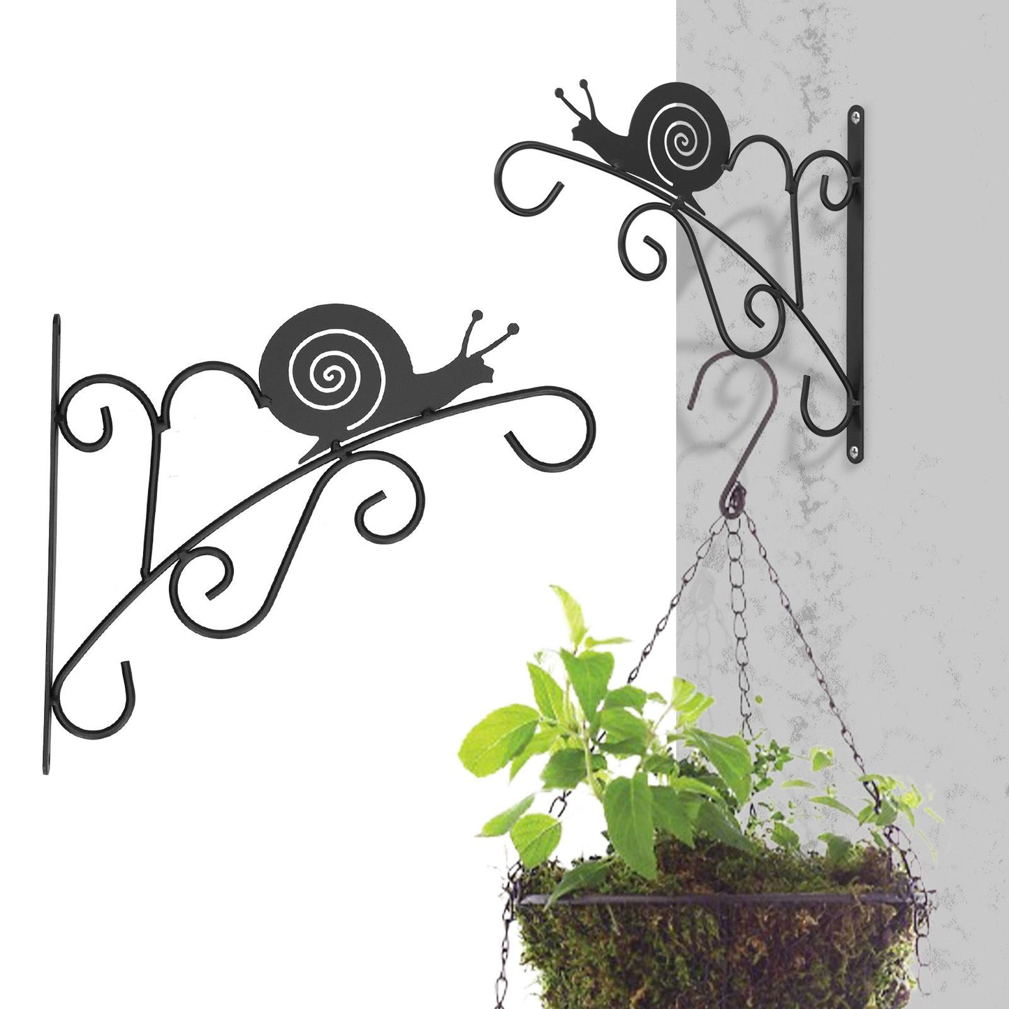 Hanging Plant Bracket Stable and Sturdy Iron Decorative Plant Hanger for Flower Bird Feeder LanternsSnails V1294-YM0523-3115210198013