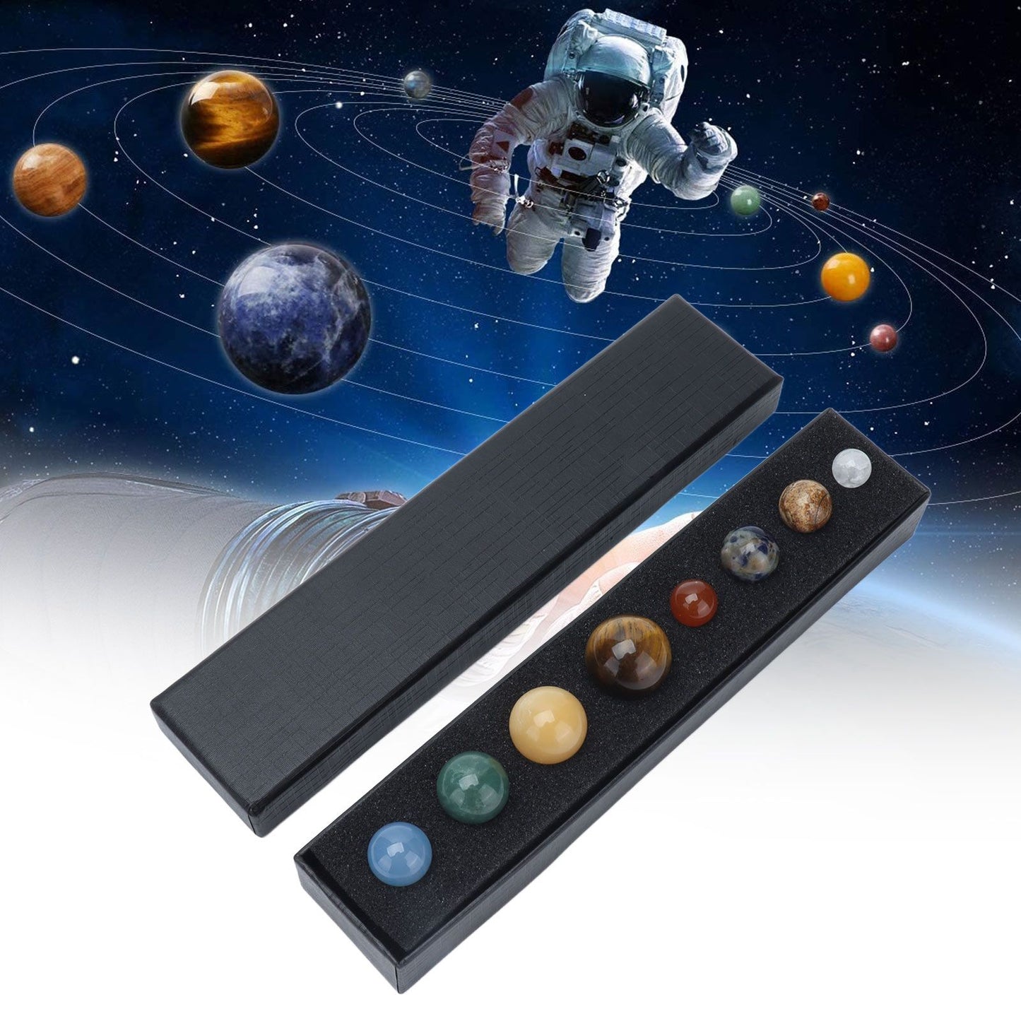 8 Planets Crystal Ornament Home Desktop Sphere Galactic Planets Decoration for Healing Meditation V1294-YM0523-3115210205011