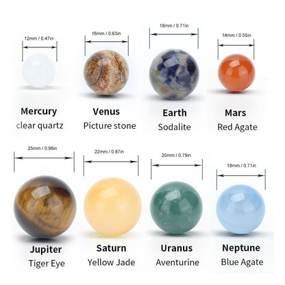 8 Planets Crystal Ornament Home Desktop Sphere Galactic Planets Decoration for Healing Meditation V1294-YM0523-3115210205011