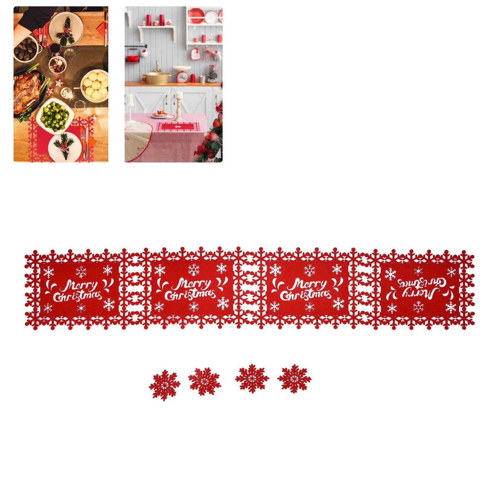 Christmas Table Runner Placemat Heat Protection Water Absorption Felt Table Runner Placemat(4 English V1294-YM0523-3115210205214