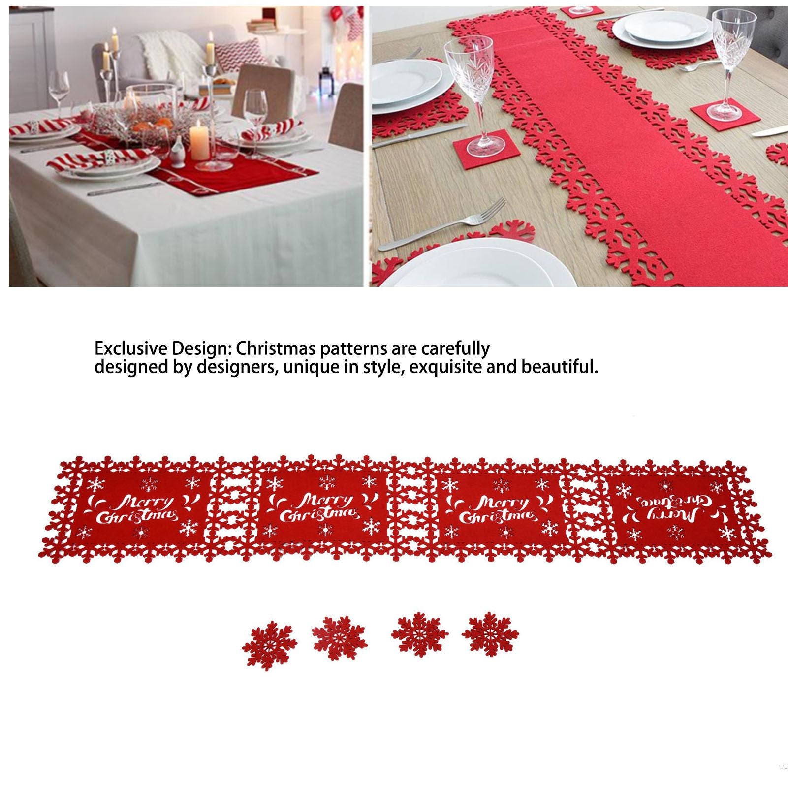 Christmas Table Runner Placemat Heat Protection Water Absorption Felt Table Runner Placemat(4 English V1294-YM0523-3115210205214