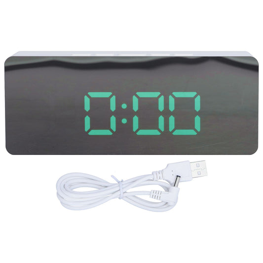 LED Mirror Alarm Clock Digital Clock with Snooze Mode for Bedroom Living Room Home Office Decor White V1294-YM0523-3115210205612