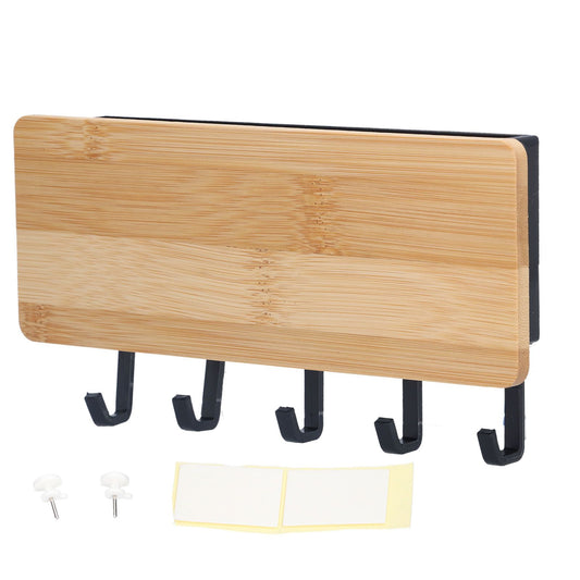 Wall Mounted Key Holder Bamboo Modern Anti Slip Key Hanger for Home Office Living RoomBamboo Color V1294-YM0523-3115210206111