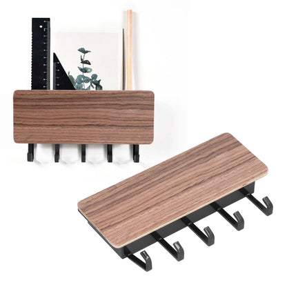 Wall Mounted Key Holder Bamboo Modern Anti Slip Key Hanger for Home Office Living RoomBrown V1294-YM0523-3115210206112