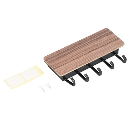 Wall Mounted Key Holder Bamboo Modern Anti Slip Key Hanger for Home Office Living RoomBrown V1294-YM0523-3115210206112