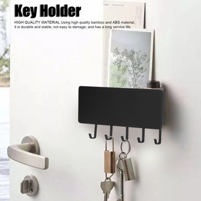 Wall Mounted Key Holder Bamboo Modern Anti Slip Key Hanger for Home Office Living RoomBlack V1294-YM0523-3115210206113
