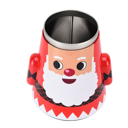 Christmas Candy Iron Box Roly Poly Design Santa Claus Snowman Candy Cans Storage BoxSanta Claus V1294-YM0523-3115210208011