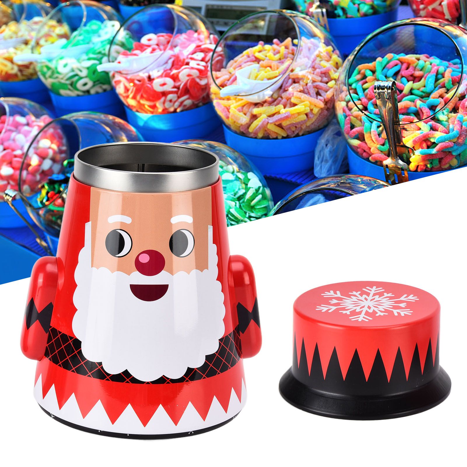 Christmas Candy Iron Box Roly Poly Design Santa Claus Snowman Candy Cans Storage BoxSanta Claus V1294-YM0523-3115210208011