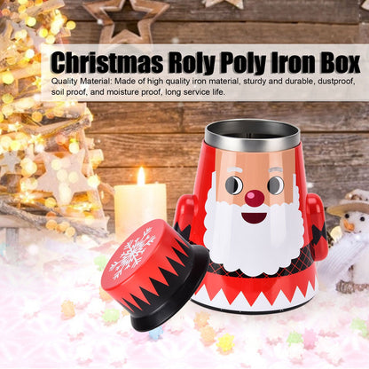 Christmas Candy Iron Box Roly Poly Design Santa Claus Snowman Candy Cans Storage BoxSanta Claus V1294-YM0523-3115210208011