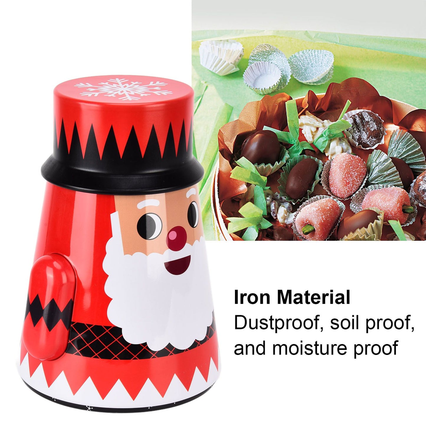 Christmas Candy Iron Box Roly Poly Design Santa Claus Snowman Candy Cans Storage BoxSanta Claus V1294-YM0523-3115210208011