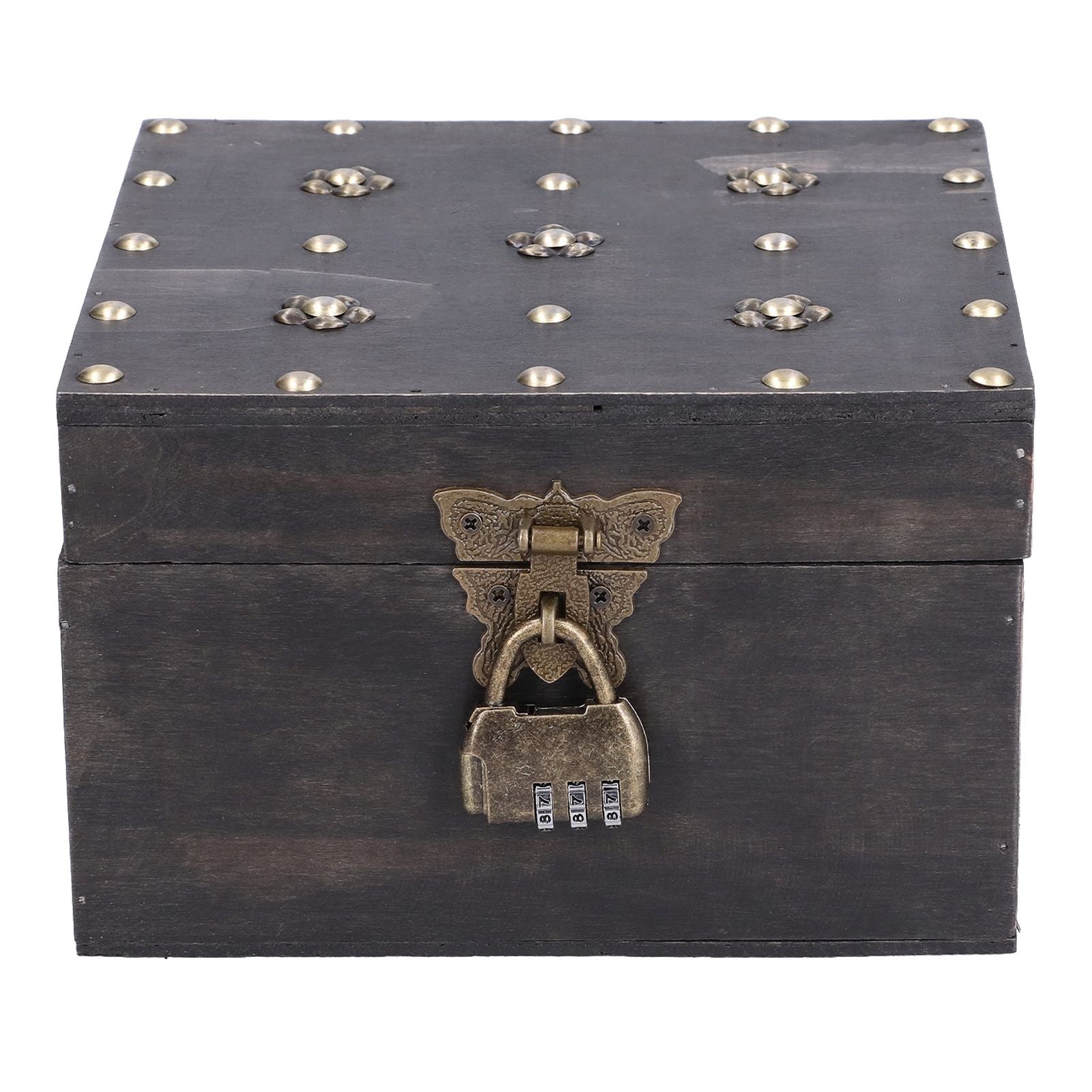 Treasure Props Storage Box with Password Lock Retro Wooden Storage Box for Home Living Room V1294-YM0523-3115210208511