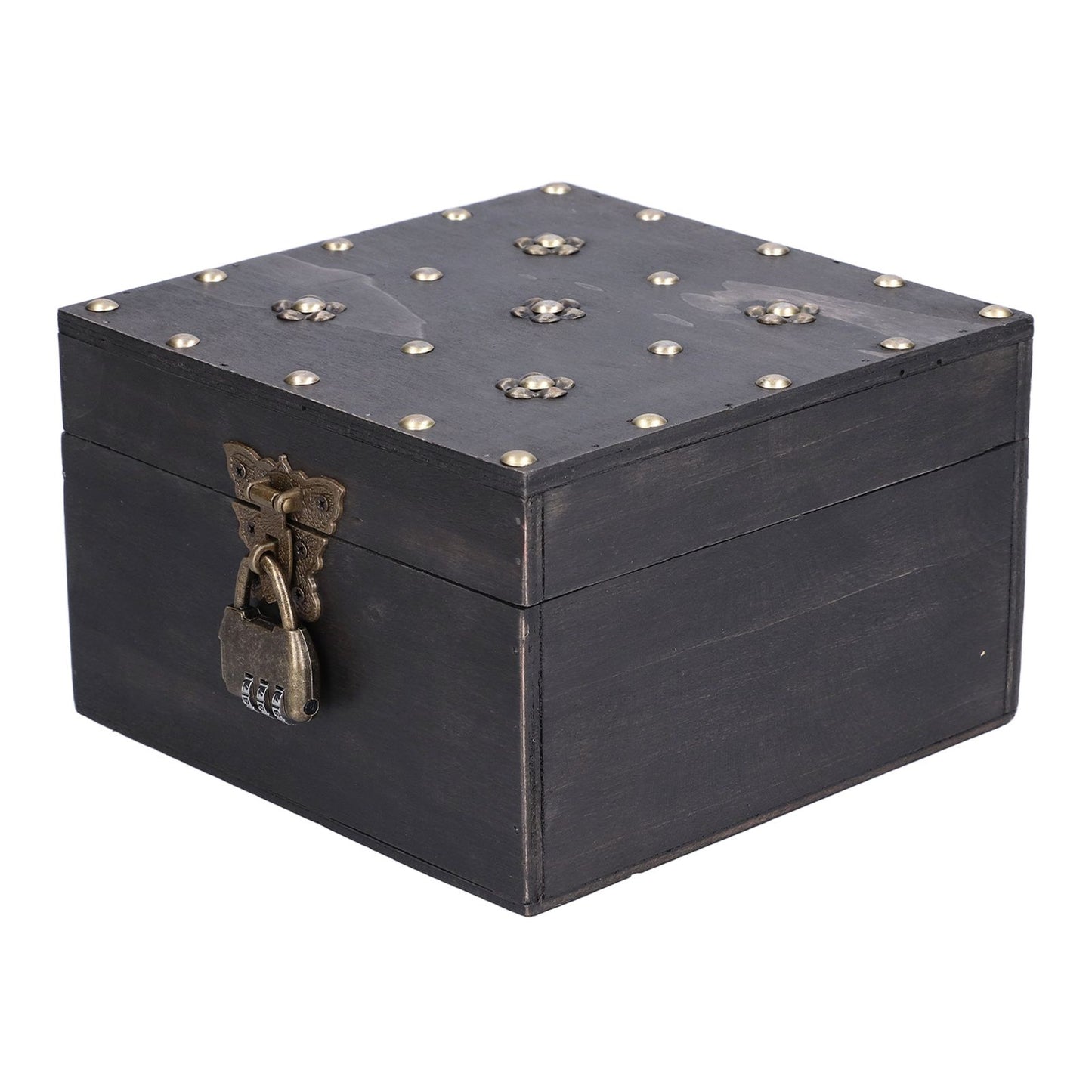 Treasure Props Storage Box with Password Lock Retro Wooden Storage Box for Home Living Room V1294-YM0523-3115210208511
