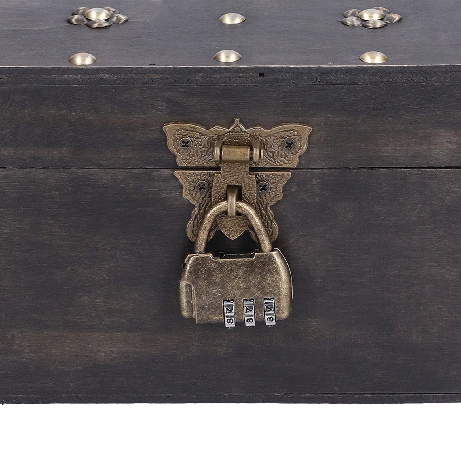 Treasure Props Storage Box with Password Lock Retro Wooden Storage Box for Home Living Room V1294-YM0523-3115210208511