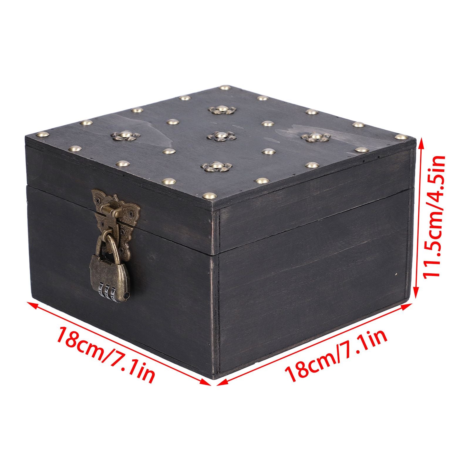 Treasure Props Storage Box with Password Lock Retro Wooden Storage Box for Home Living Room V1294-YM0523-3115210208511