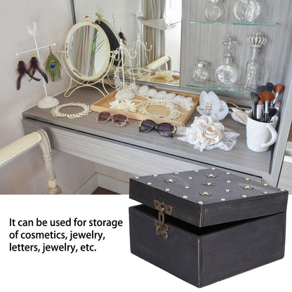Treasure Props Storage Box with Password Lock Retro Wooden Storage Box for Home Living Room V1294-YM0523-3115210208511