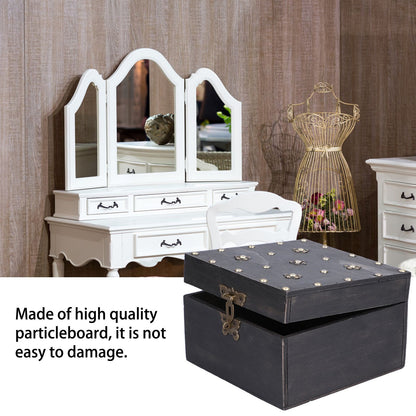 Treasure Props Storage Box with Password Lock Retro Wooden Storage Box for Home Living Room V1294-YM0523-3115210208511