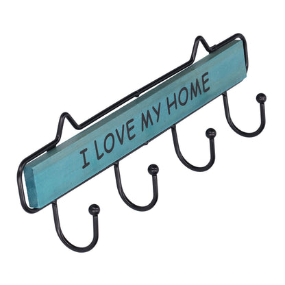 Wood Wall Hanger Wall Mounted Clothes Holder Coat Rack Key Hook for Cloakroom KitchenGreen V1294-YM0523-3115210209011