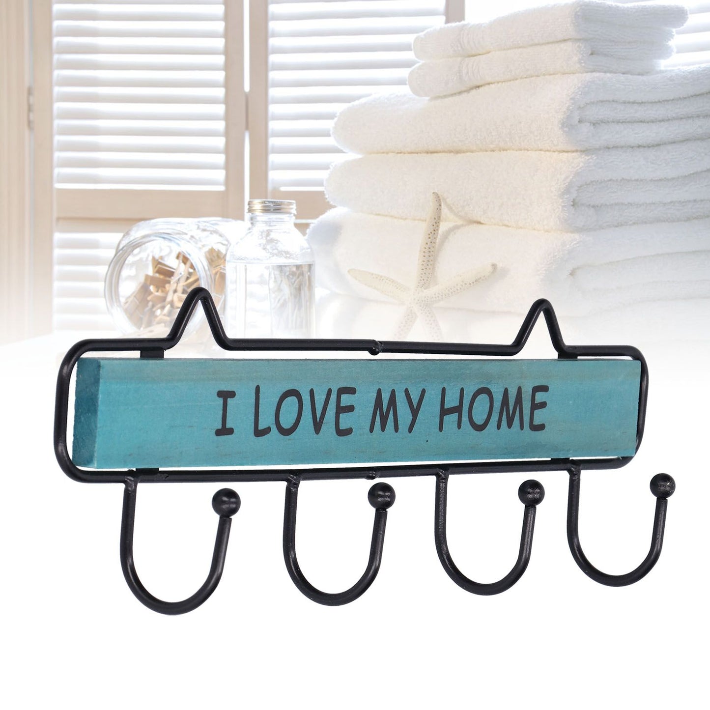 Wood Wall Hanger Wall Mounted Clothes Holder Coat Rack Key Hook for Cloakroom KitchenGreen V1294-YM0523-3115210209011