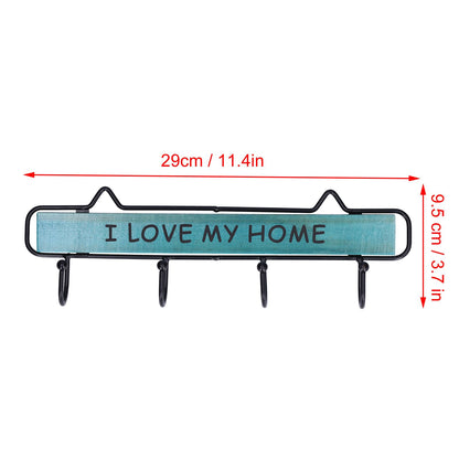 Wood Wall Hanger Wall Mounted Clothes Holder Coat Rack Key Hook for Cloakroom KitchenGreen V1294-YM0523-3115210209011