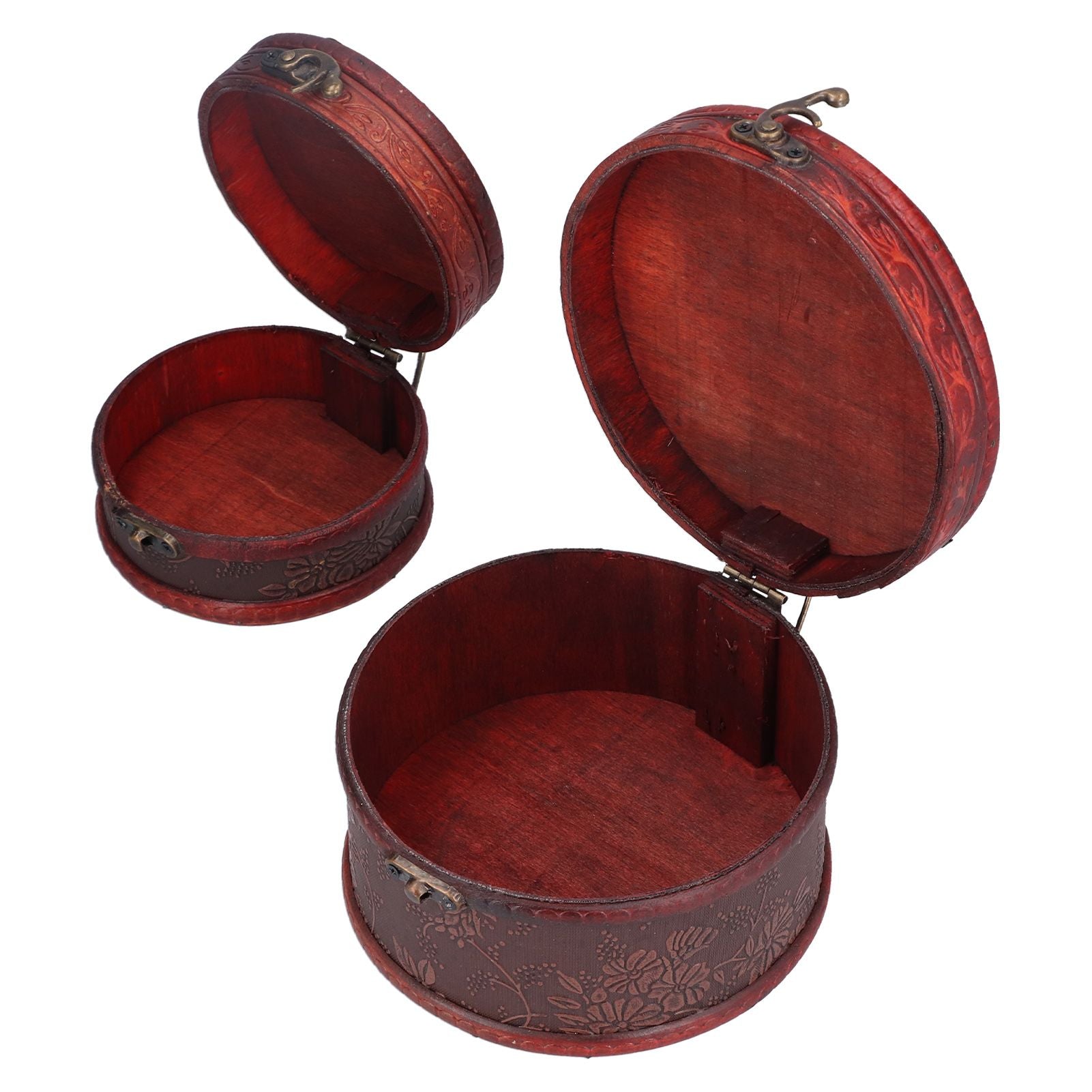 2Pcs Classical Jewelry Box with Buckle Cylinder Shape Antique Storage Case for Necklace Bracelet V1294-YM0523-3115210209111