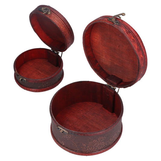 2Pcs Classical Jewelry Box with Buckle Cylinder Shape Antique Storage Case for Necklace Bracelet V1294-YM0523-3115210209111