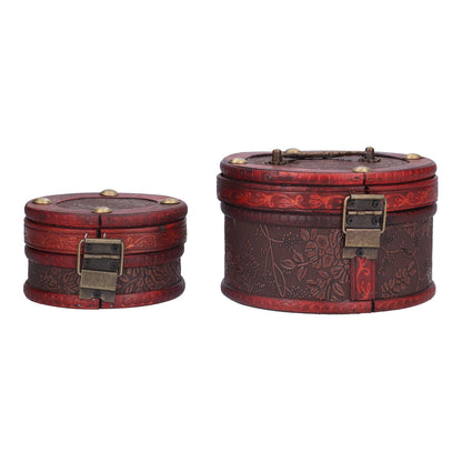 2Pcs Classical Jewelry Box with Buckle Cylinder Shape Antique Storage Case for Necklace Bracelet V1294-YM0523-3115210209111
