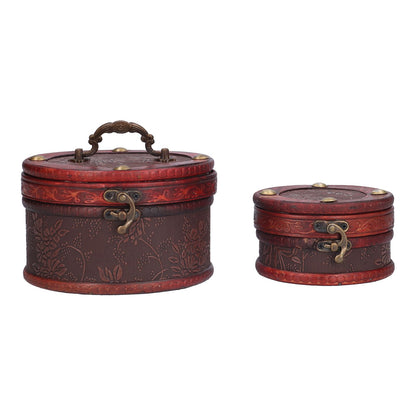 2Pcs Classical Jewelry Box with Buckle Cylinder Shape Antique Storage Case for Necklace Bracelet V1294-YM0523-3115210209111