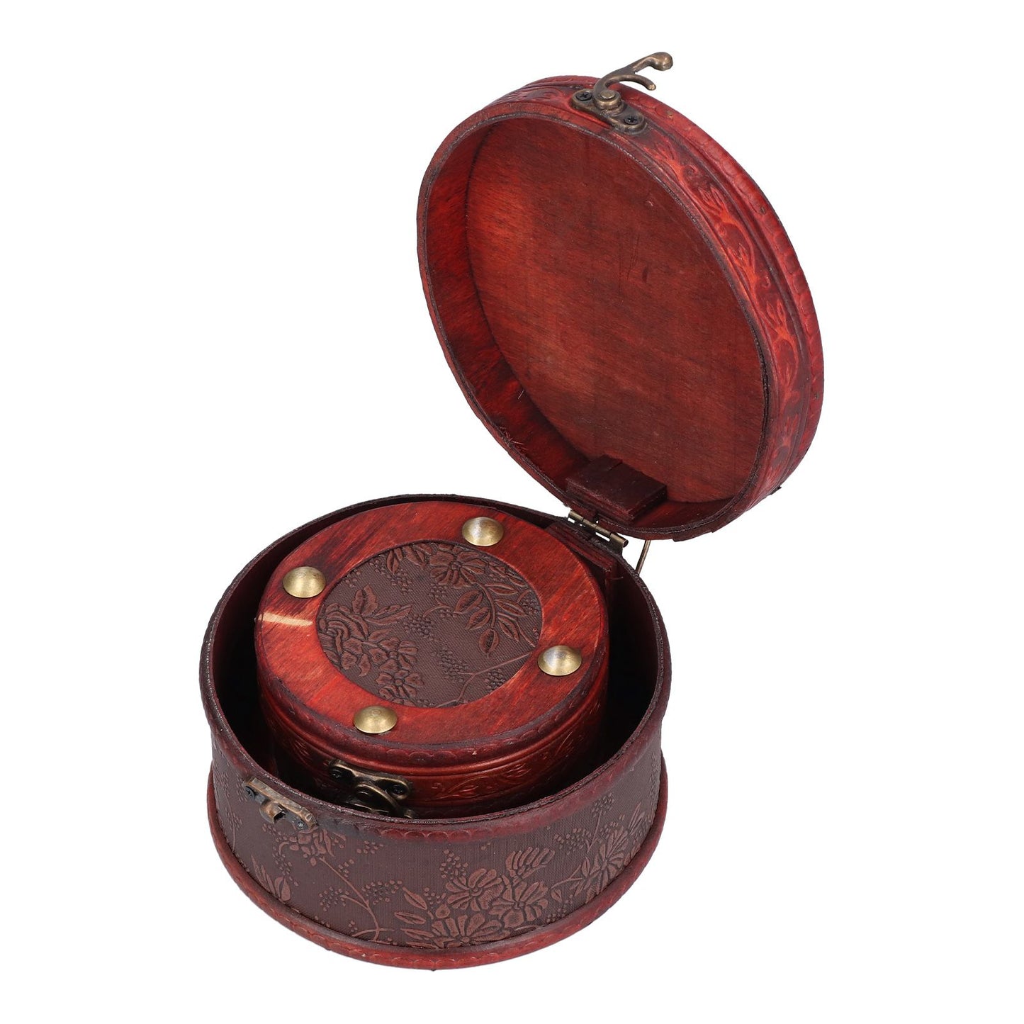 2Pcs Classical Jewelry Box with Buckle Cylinder Shape Antique Storage Case for Necklace Bracelet V1294-YM0523-3115210209111