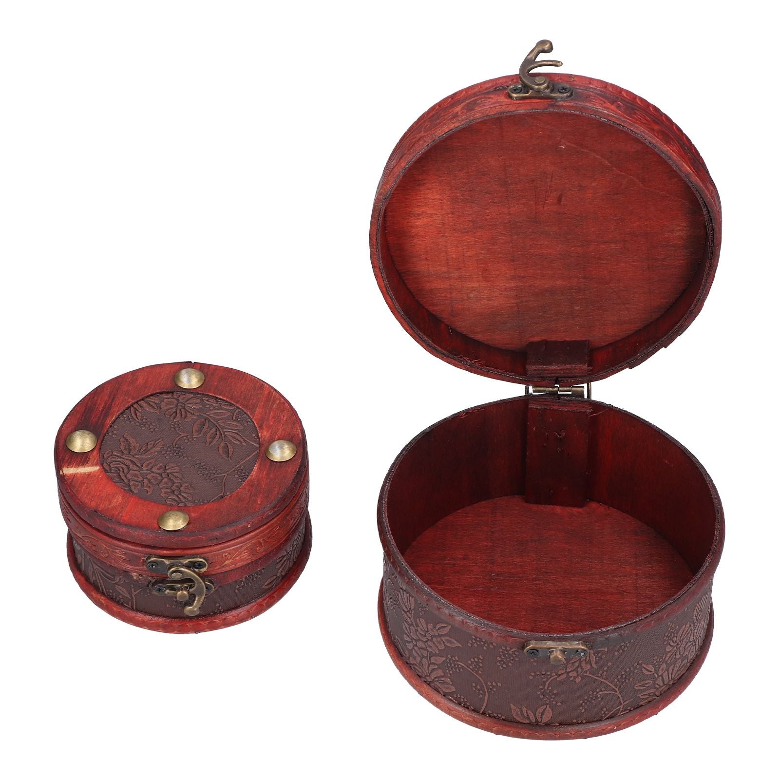 2Pcs Classical Jewelry Box with Buckle Cylinder Shape Antique Storage Case for Necklace Bracelet V1294-YM0523-3115210209111