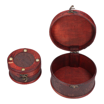 2Pcs Classical Jewelry Box with Buckle Cylinder Shape Antique Storage Case for Necklace Bracelet V1294-YM0523-3115210209111
