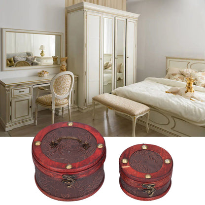 2Pcs Classical Jewelry Box with Buckle Cylinder Shape Antique Storage Case for Necklace Bracelet V1294-YM0523-3115210209111