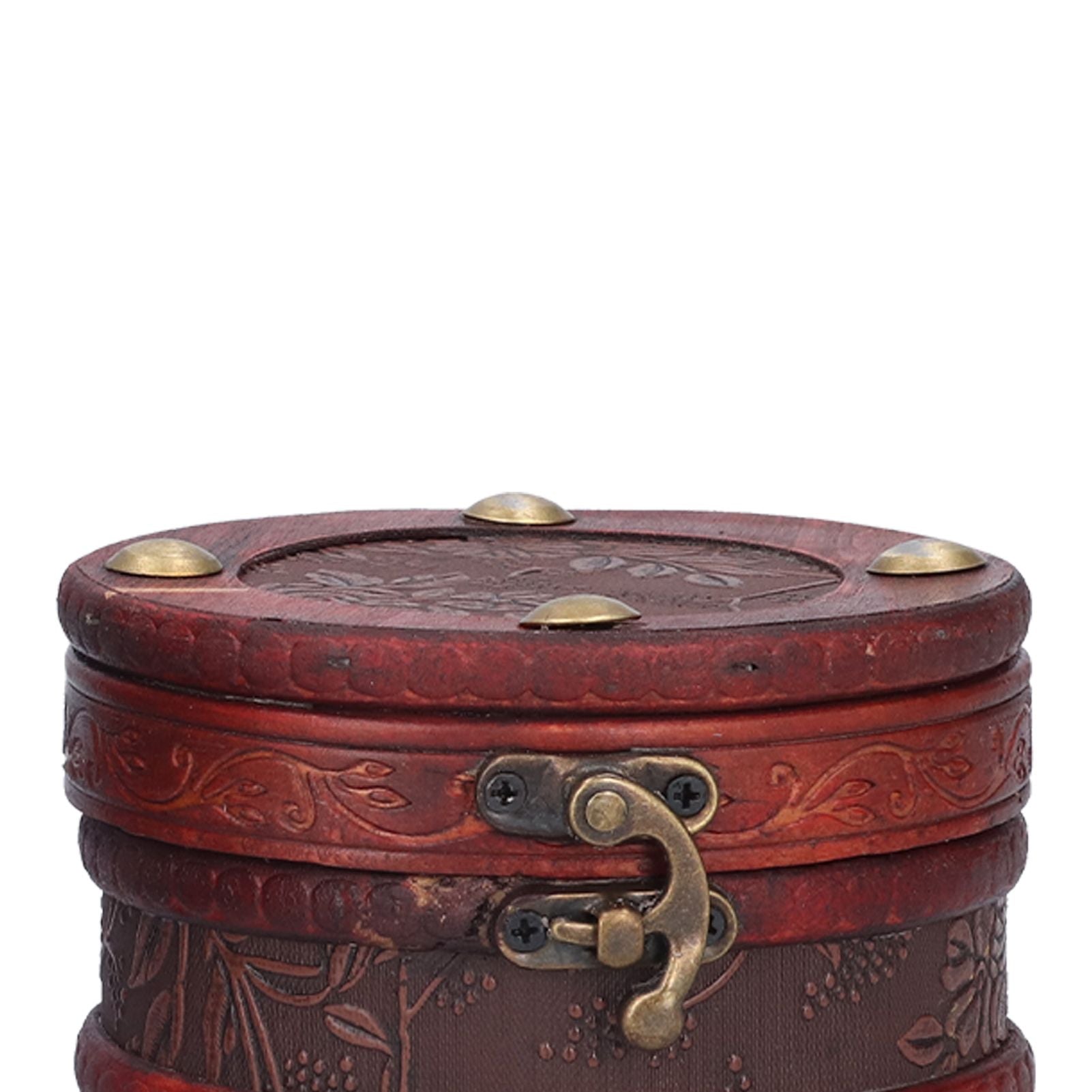2Pcs Classical Jewelry Box with Buckle Cylinder Shape Antique Storage Case for Necklace Bracelet V1294-YM0523-3115210209111