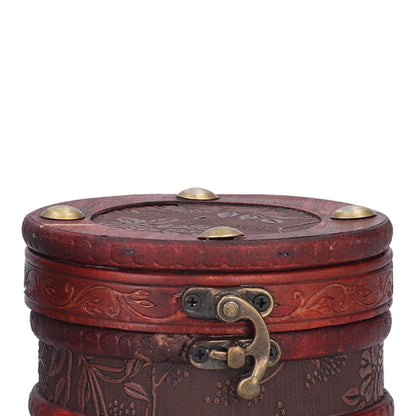 2Pcs Classical Jewelry Box with Buckle Cylinder Shape Antique Storage Case for Necklace Bracelet V1294-YM0523-3115210209111