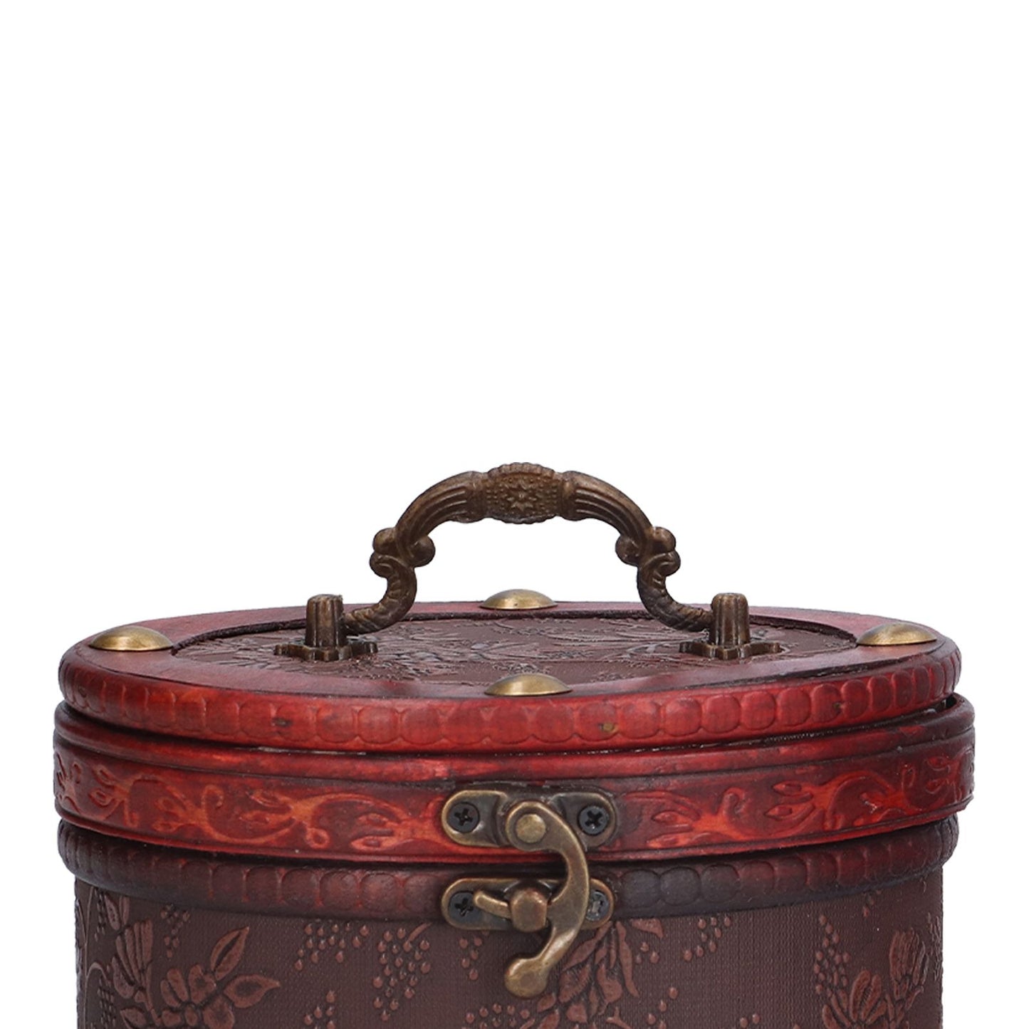 2Pcs Classical Jewelry Box with Buckle Cylinder Shape Antique Storage Case for Necklace Bracelet V1294-YM0523-3115210209111