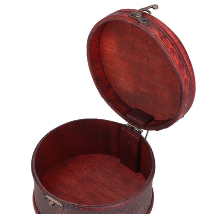 2Pcs Classical Jewelry Box with Buckle Cylinder Shape Antique Storage Case for Necklace Bracelet V1294-YM0523-3115210209111