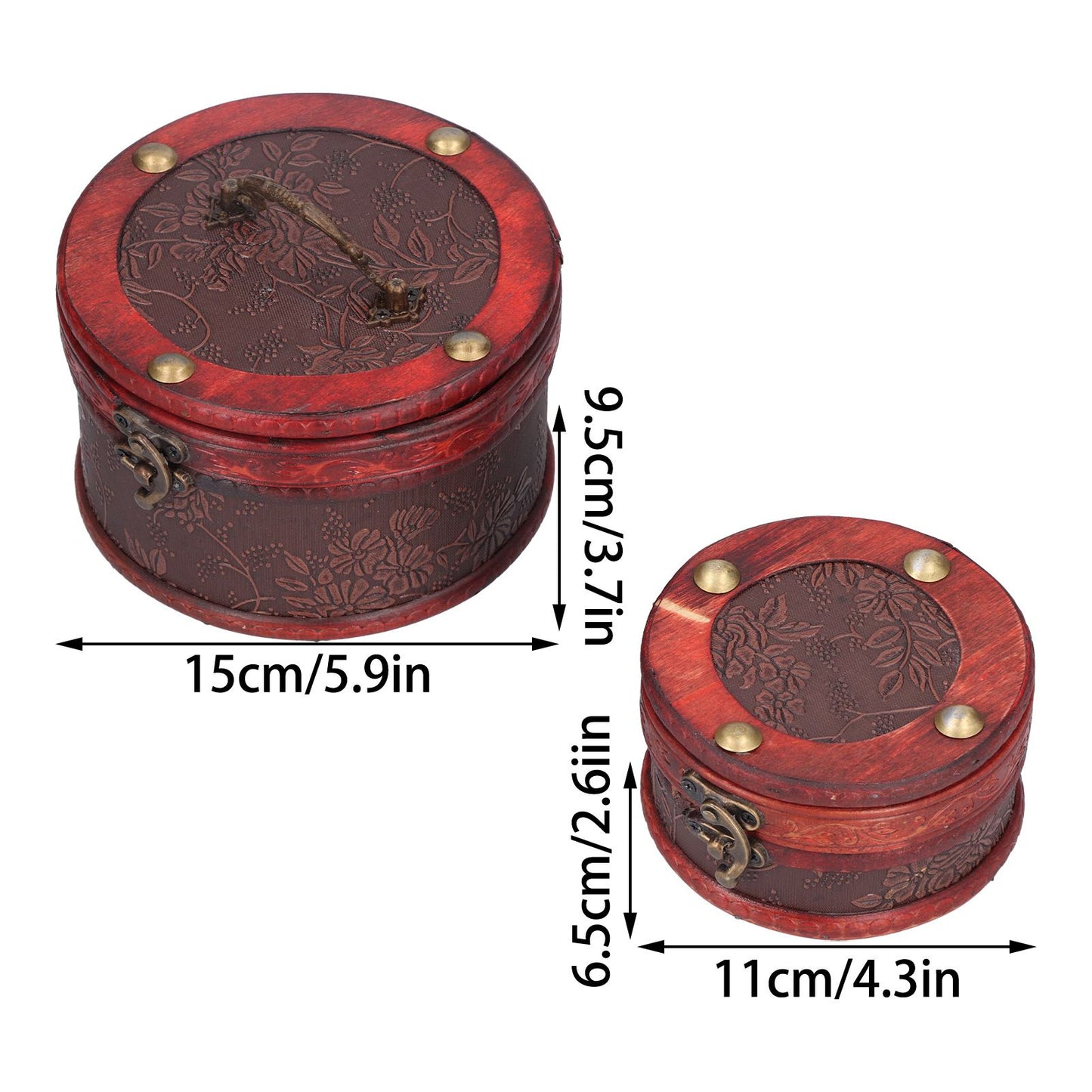 2Pcs Classical Jewelry Box with Buckle Cylinder Shape Antique Storage Case for Necklace Bracelet V1294-YM0523-3115210209111