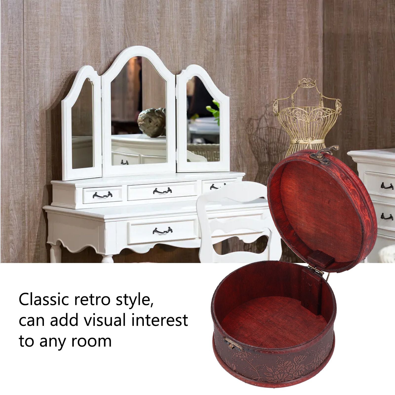 2Pcs Classical Jewelry Box with Buckle Cylinder Shape Antique Storage Case for Necklace Bracelet V1294-YM0523-3115210209111