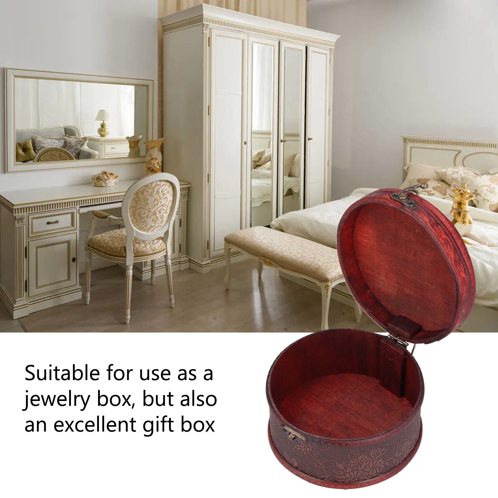 2Pcs Classical Jewelry Box with Buckle Cylinder Shape Antique Storage Case for Necklace Bracelet V1294-YM0523-3115210209111